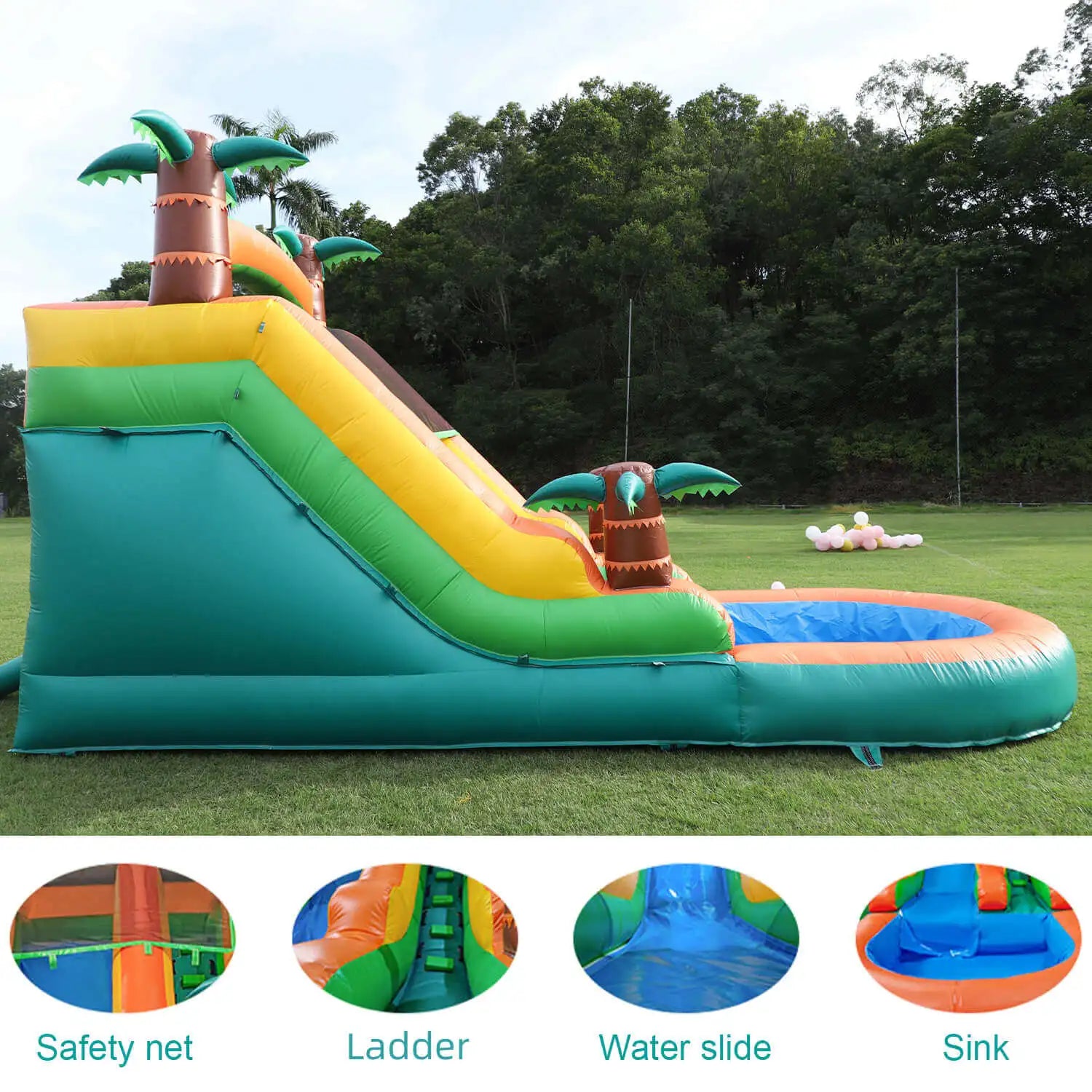 King Inflatable Summer Outdoor Sildes Air Bounce Water amusement Play Equipment Inflatble Water Double Slide Bubble Ball Pit