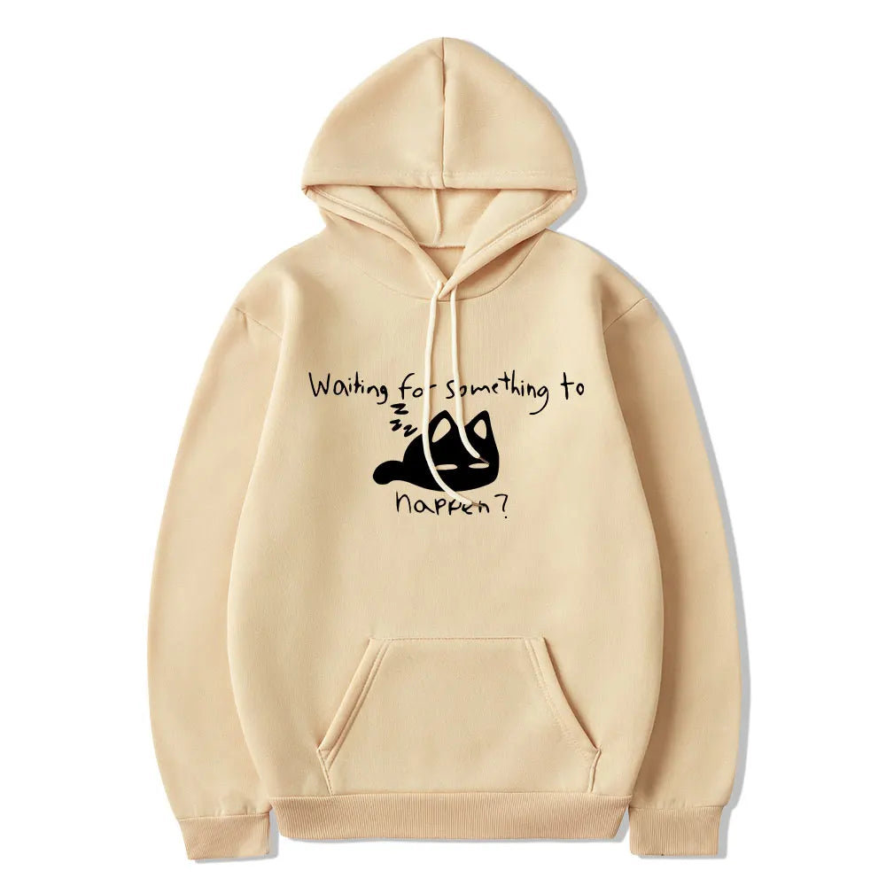 Manga Waiting for Something To Happen Omori Cat Print Hoodie Funny Cats Lover Sweatshirts Harajuku Anime Graphic Hoodies Unisex