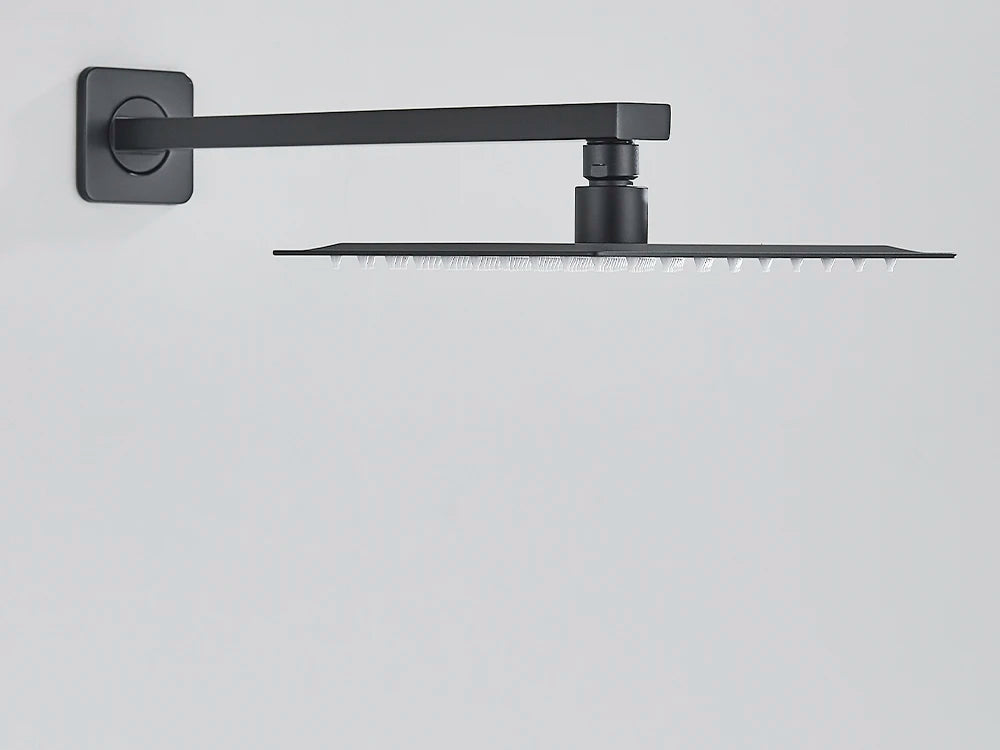 Stainless Steel Black Shower Head 8/10/12 Inch Chrome Rainfall Bath Head Wall Mounted Bathroom Accessories