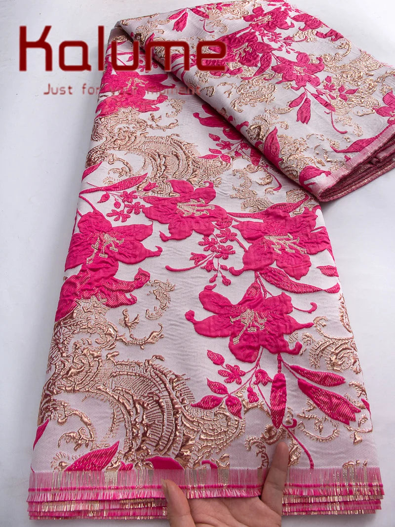 Kalume Lace 2025 Luxury African Brocade Lace Fabric High Quality French Gilding Lace Fabric For Sewing Cloth Party Dress F4442