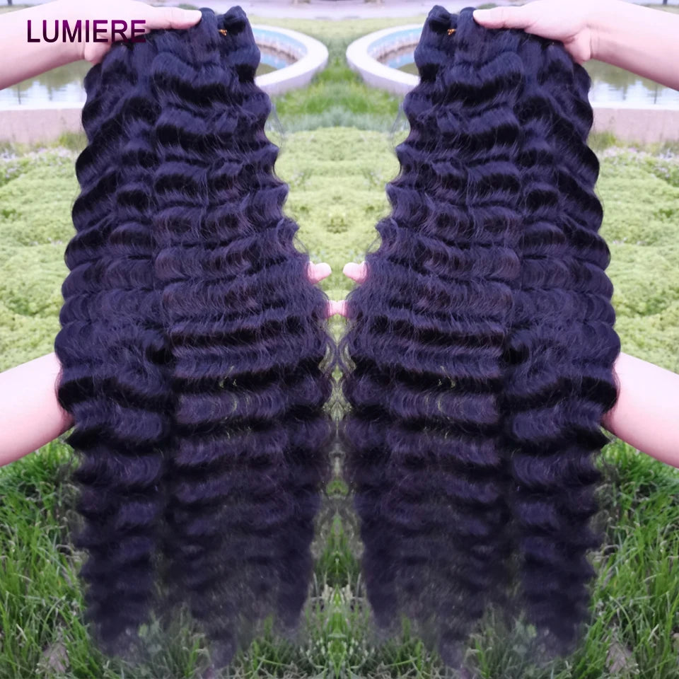 40" Loose Deep Wave Human Hair Bundle With Closure Frontal HD Transparent Lace Closure With Bundle Human Hair Weave Bundles Deal