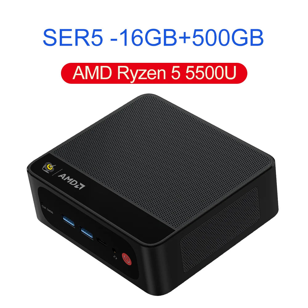 Beelink SER5 Max Mini PC AMD Ryzen7 6800U 7735HS DDR5 24GB SSD 500GB 1TB SER5 R5 5500U DDR4 16GB Support WiFi6 2.5G LAN Desktop