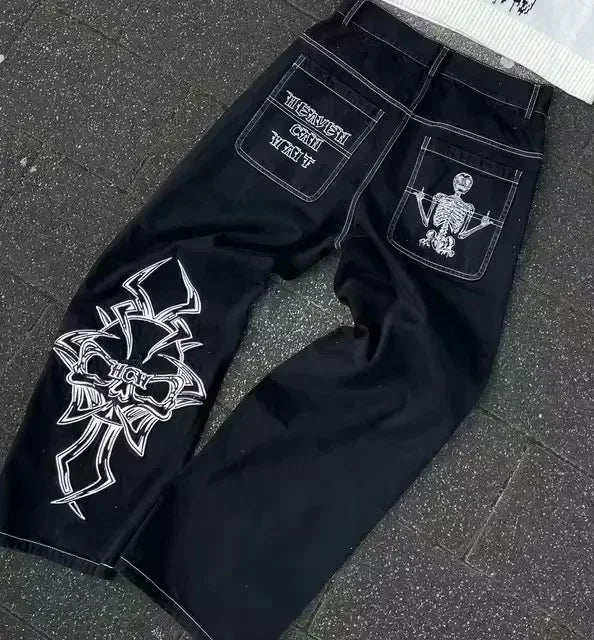 Streetwear Vintage Washed Heavy Jeans Y2K Cargo Pants Mens Womens Hip Hop Multi Pocket Baggy Jeans Low Waist Wide Leg Trousers
