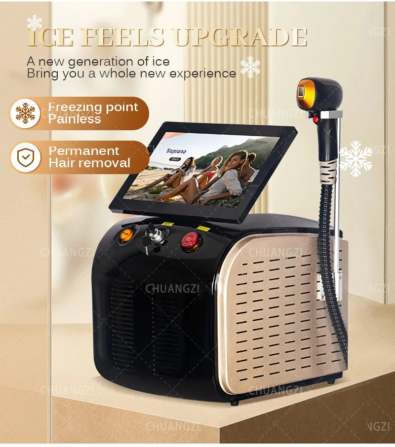 Portable Diode Ice Titanium Laser Hair Removal Machine Professional Permanent Alexandrite Device 808nm 5 Waves