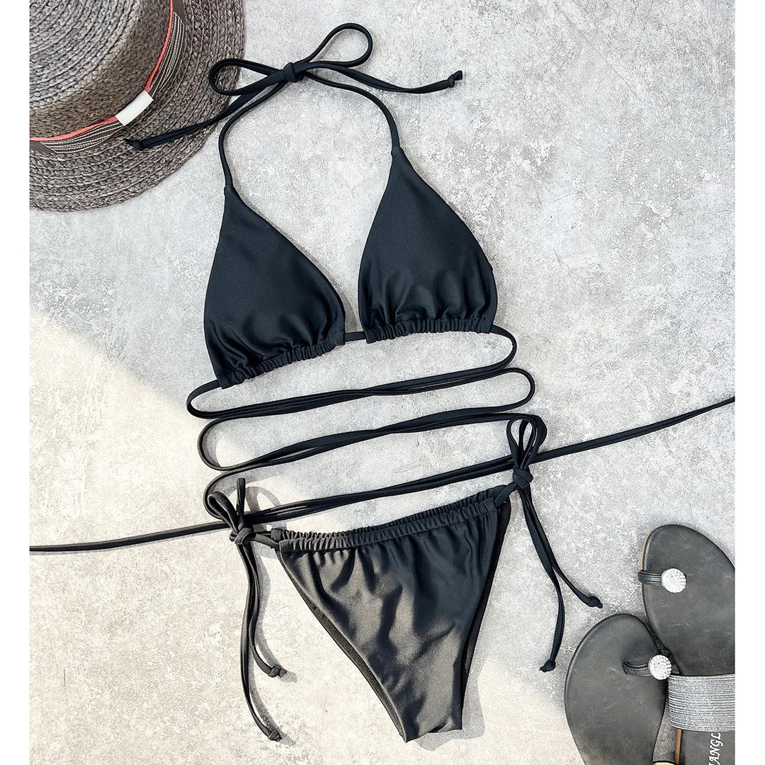 2025 New Wrap Arround Mini Bikini Female Swimwear Women Swimsuit Two-pieces Bikini set Brazilian Bather Bathing Suit Swim V1229H