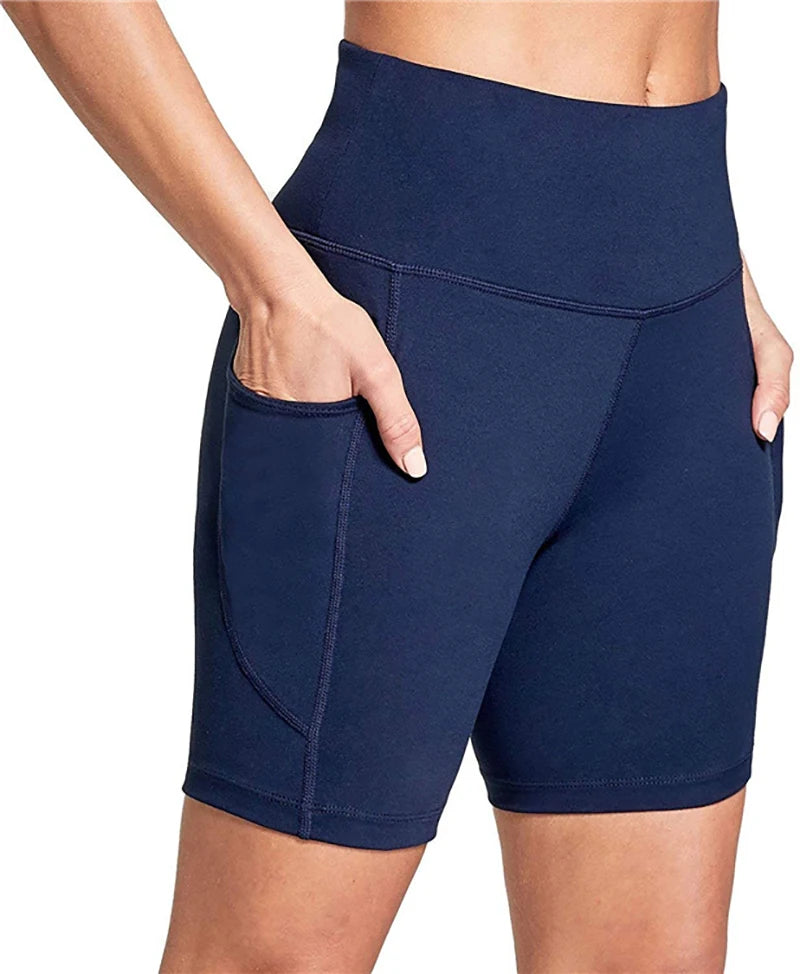 Knee Length High Waist Yoga Shorts for Women 2025 Gym Shorts Athletic Fitness Sport Jogging Trouser Gym Running Cycling short
