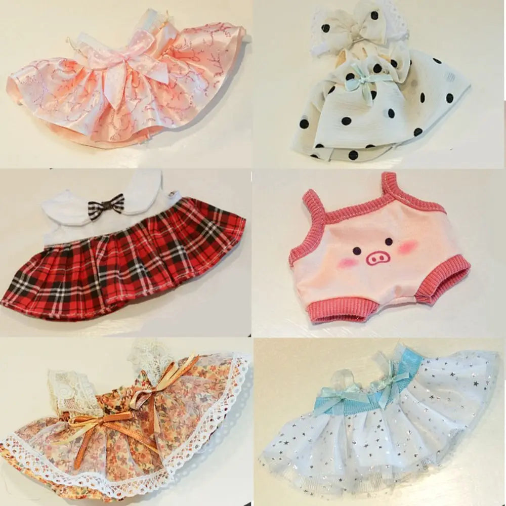 Head Cover 20cm Cotton Doll Dress Shoulder Strap Skirt Hoodies Cotton Doll Clothes DIY Dress Up Sweet Plush Toy Clothes