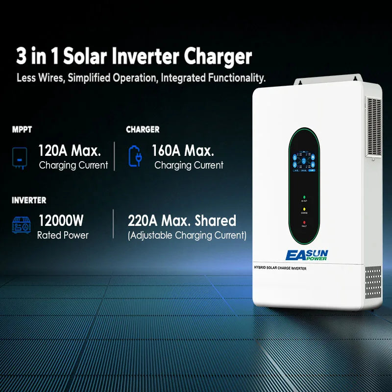 EASUN POWER 12KW Split Phase Inverter 48V 110V Hybrid Solar Inverter 220A MPPT Paralleled With WiFi Solar Controller Inversores