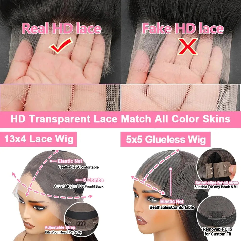 Hidden Strap Deep Wave 360 HD Full Lace Frontal Wigs Human Hair Pre Plucked 12A Glueless Brazilian Virgin Wig With Drawstring