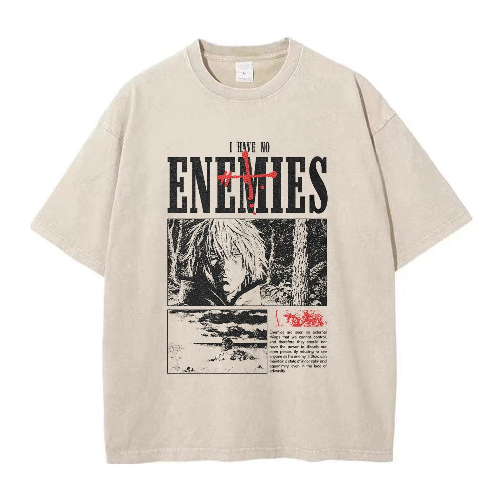 Hip Hop Men Streetwear Vintage Washed T-Shirt Anime Graphic T Shirt Men Harajuku Cotton Casual Short Sleeve Loose Vintage Tops