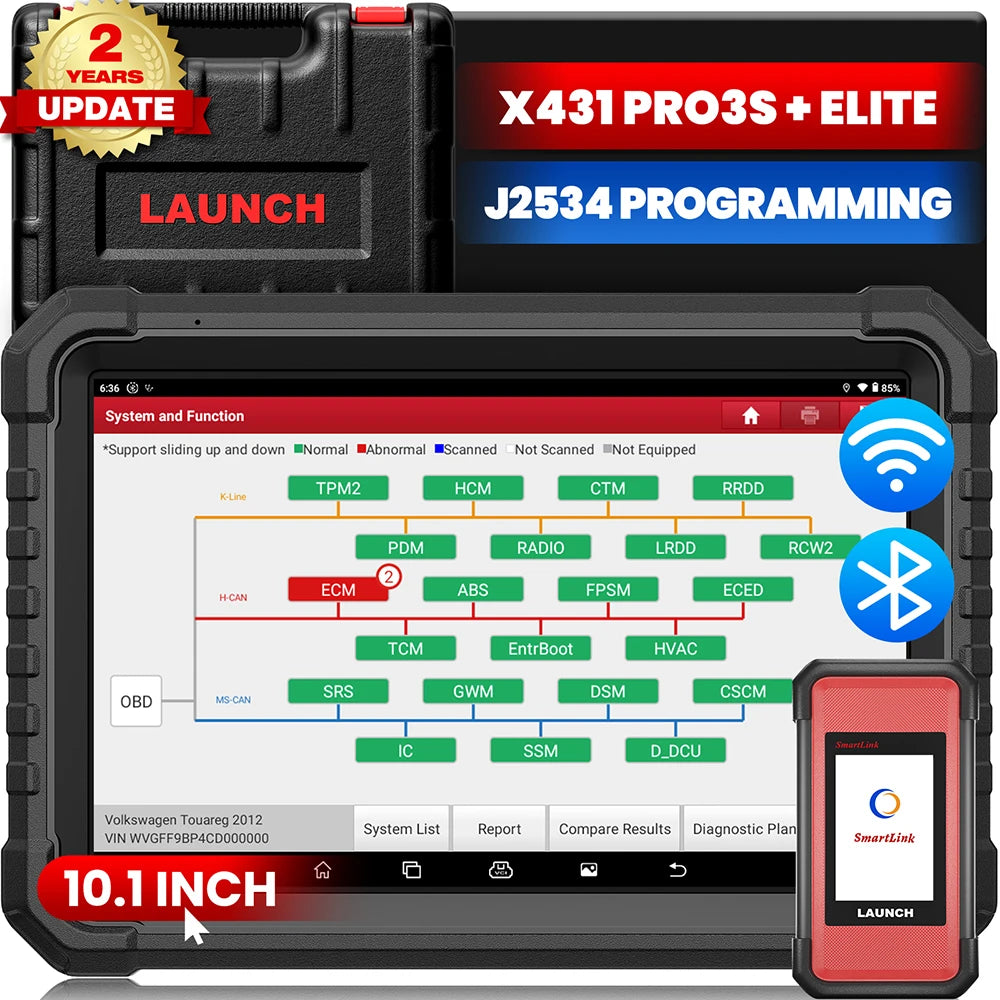 LAUNCH X431 PRO3S+ELITE SmartLink C OBD2 Scanner CAN FD DOIP Car Diagnose Tool J2534 Programming Topology Mapping for FCA SGW