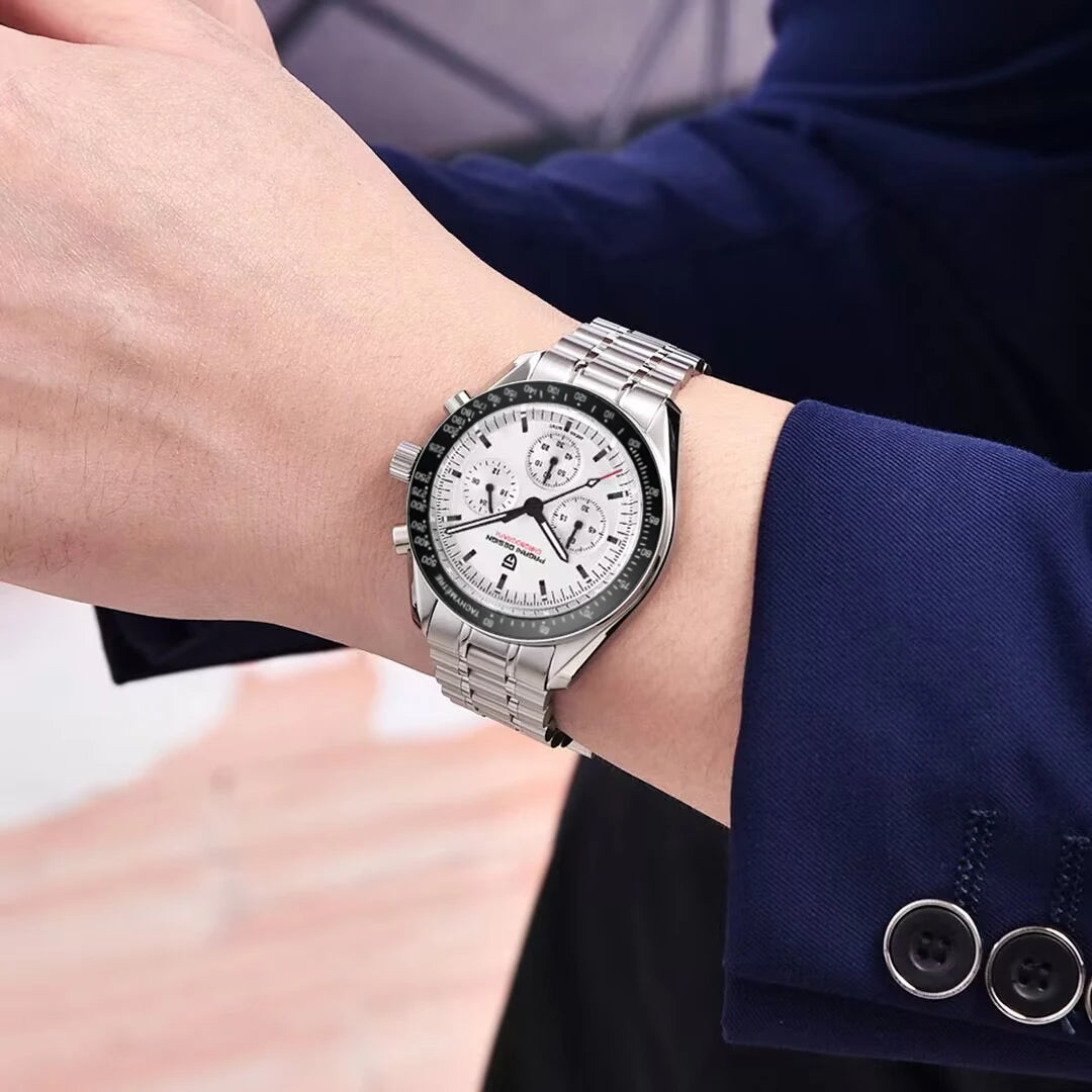 PAGANI DESIGN 2026 New Saturn Watch Luxury Quartz Watches For Men Stainless steel Luminous AR Sapphire crystal Chronograph Man