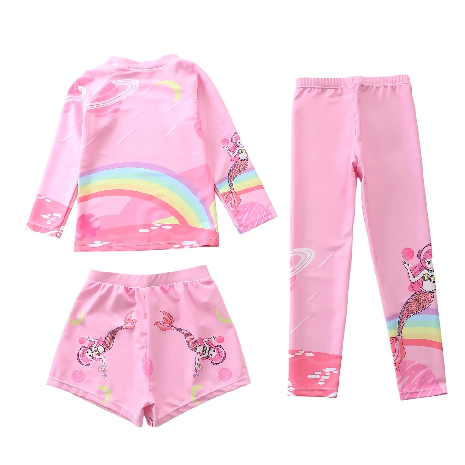 Kids Swimsuit for Girls Unicorn Long Sleeve Children's Swimwear + Surf Pants + Swimming Trunks Rash Guard Bathing Suit Child
