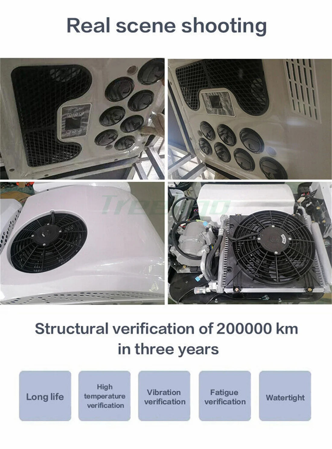 Treeligo 12V/24V 13500BTU Roof Air Conditioner Electric Cool RV Rooftop Parking AC Unit for Truck Camper Van Caravans Motor home