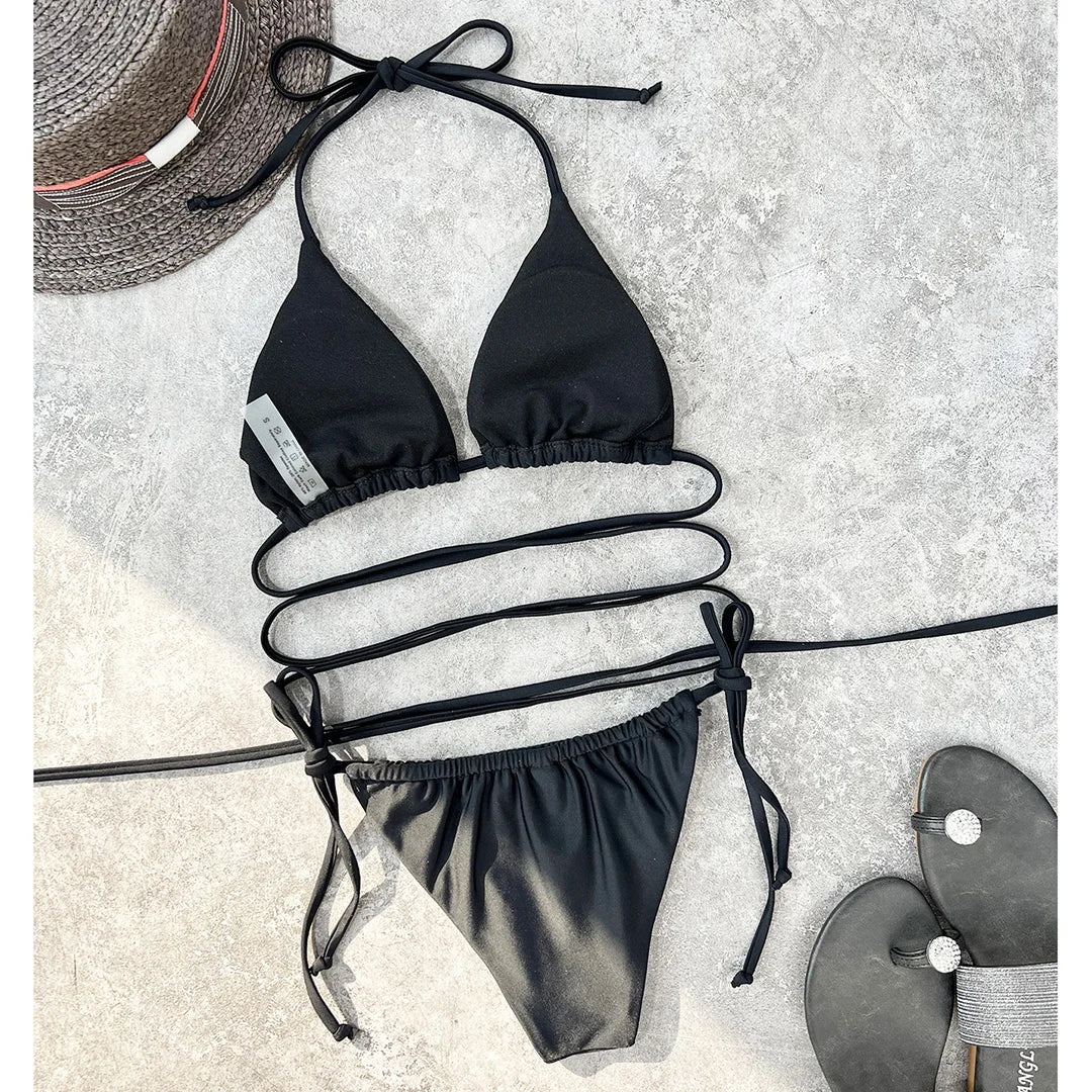 2025 New Wrap Arround Mini Bikini Female Swimwear Women Swimsuit Two-pieces Bikini set Brazilian Bather Bathing Suit Swim V1229H