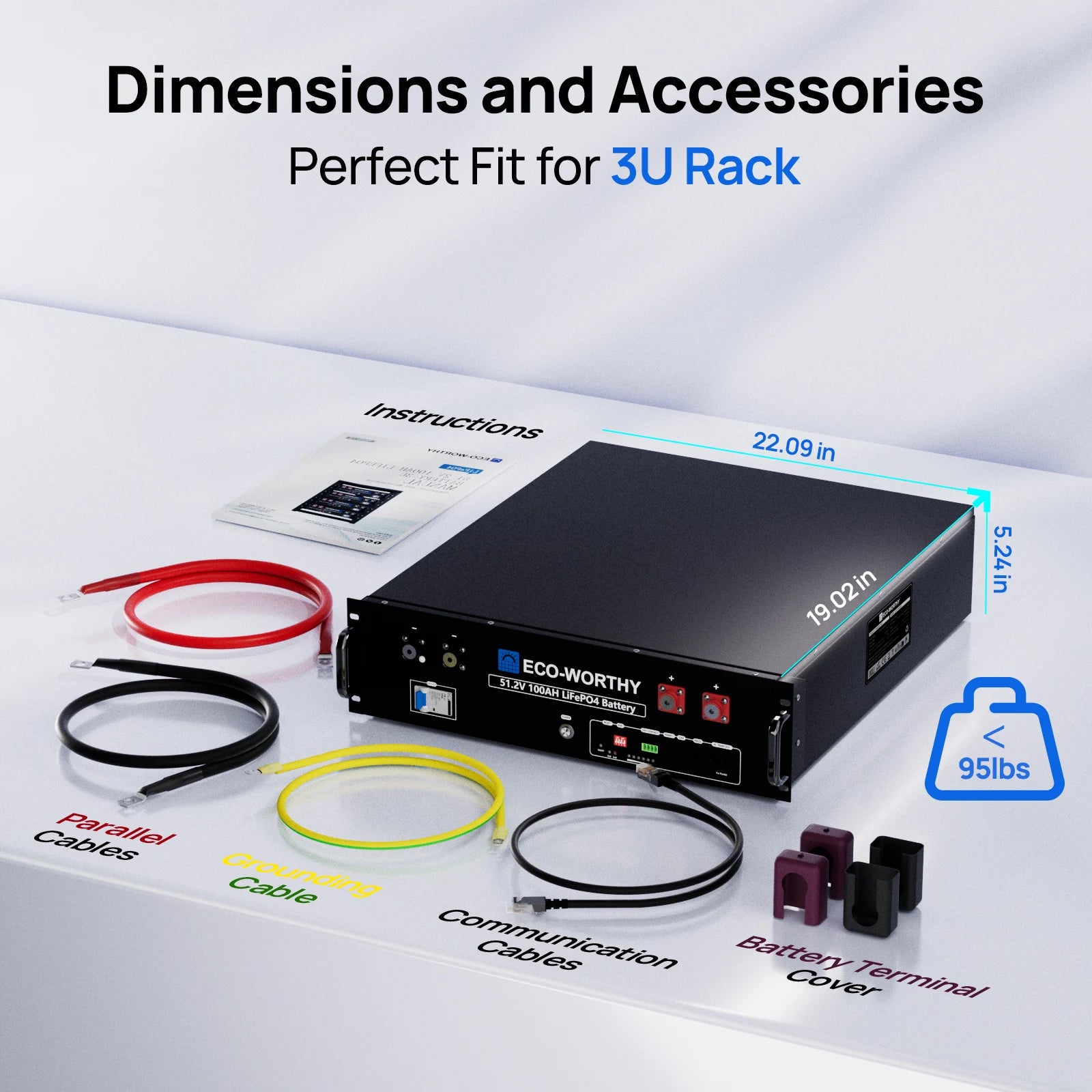 ECO-WORTHY Home Backup Power 48V 100Ah LiFePO4 Lithium BatteryBluetooth | UL1973 & UL9540A & CEC +5kW 48V Off-grid Inverter
