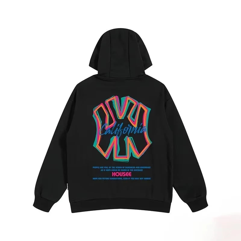 【S-3XL Hoodies】Men Oversized Pullover Hoodie Fashion Loose American Street Fashion Brand Panda Print Long Sleeve Couple Clothes