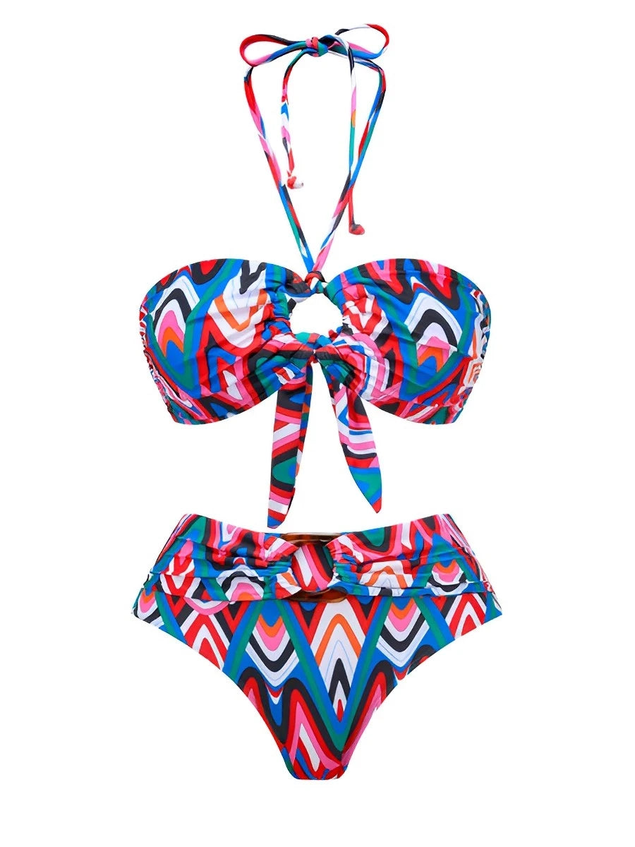 2026 Halter Bandeau Bikini Women High Waist Swimsuit Female Padded Swimwear Bathers Bathing Swimming Swim Suit Summer Beachwear