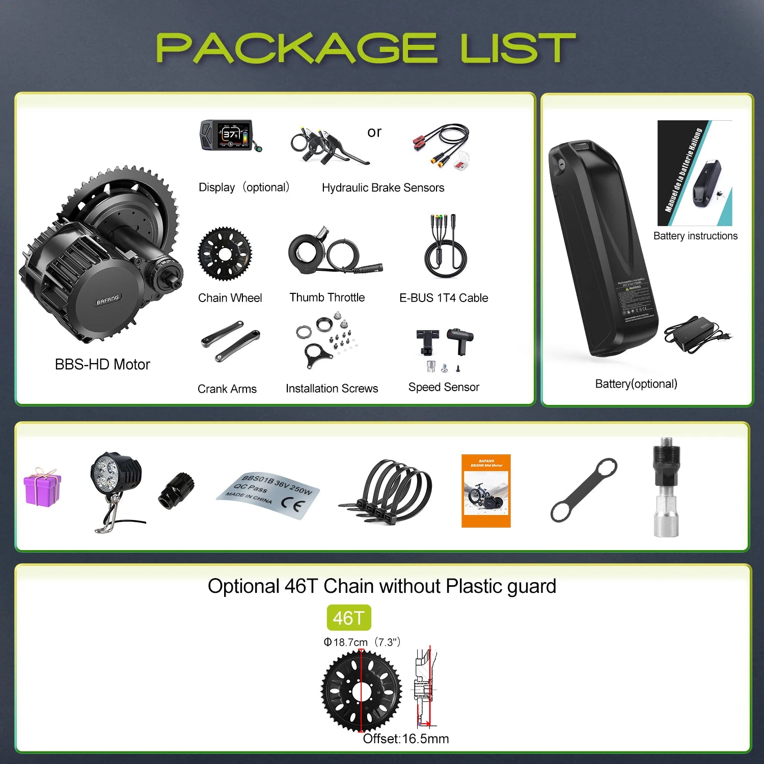 Bafang 52V 1000W BBSHD BBS03 Mid Drive Motor Peak 1450W 8Fun Electric Bike Engine Ebike Conversion with 52V20AH Lithium Battery