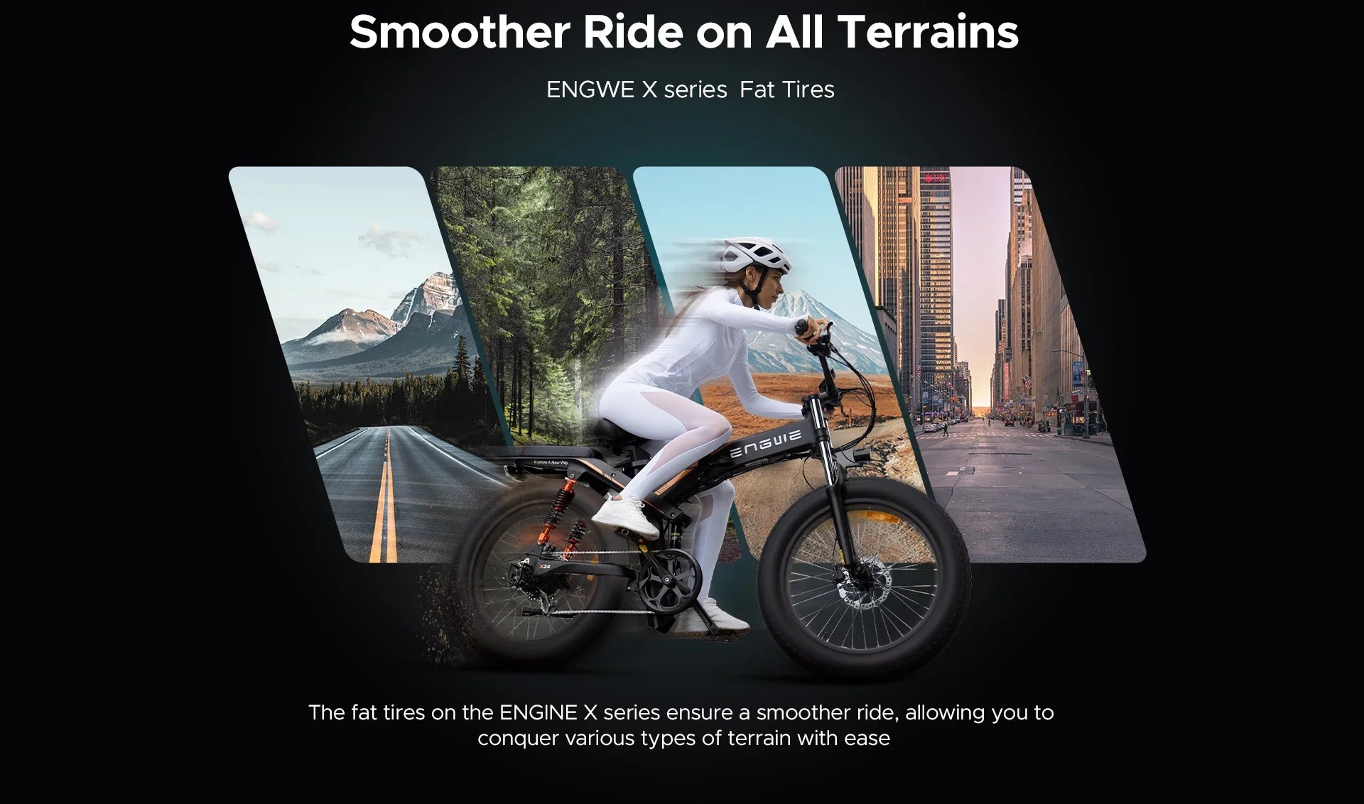 Electric Bicycle 1200W motor 48V 29AH Folding Mountain E-bike Engwe X26 X24 X20 26Inch Fat Tire Urban Commuting Electric Bike