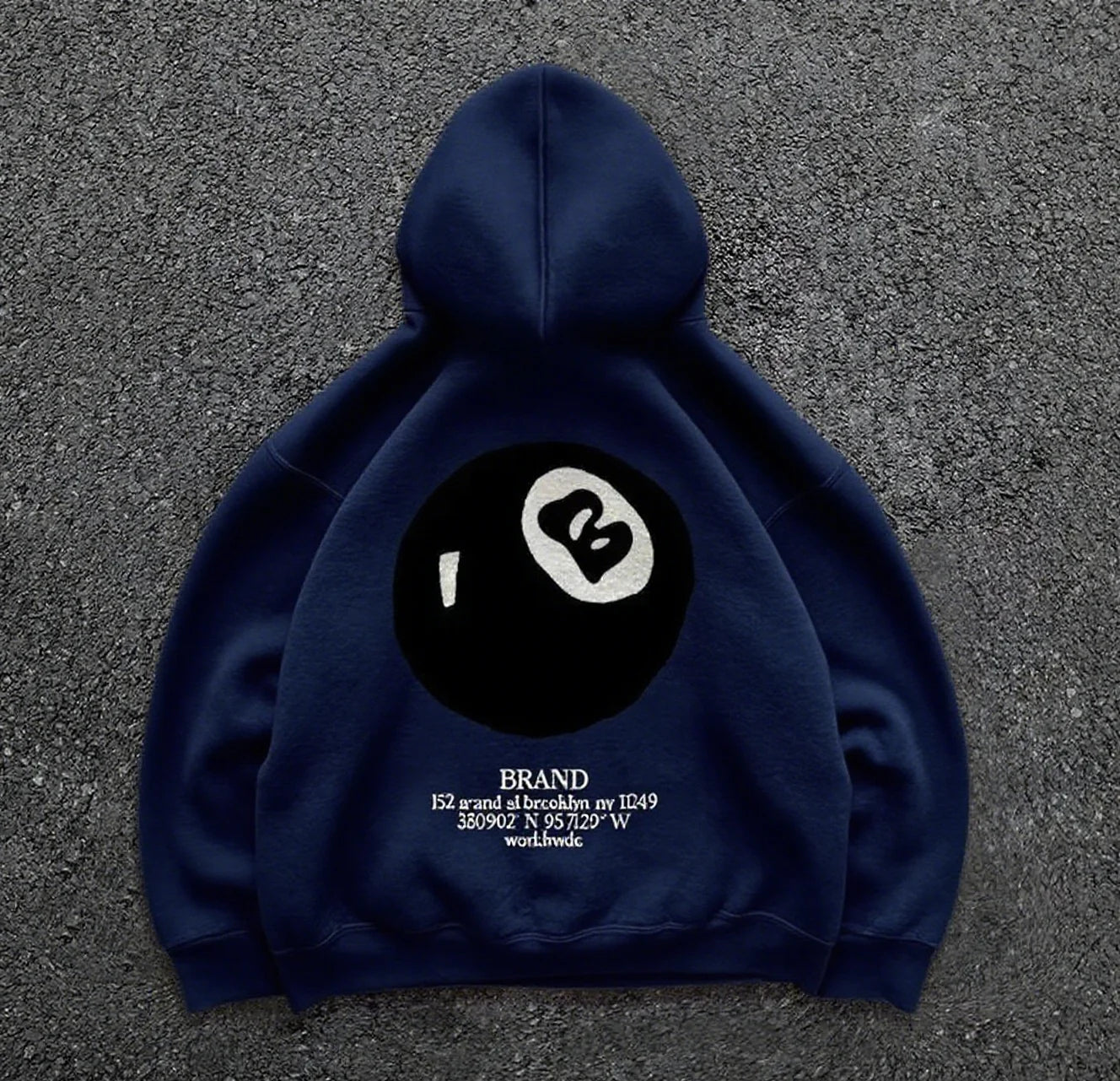 Retro 8-ball pattern hooded men's streetwear,oversized pullover, casual and fashionable sportswear, daily wear and hip-hop style