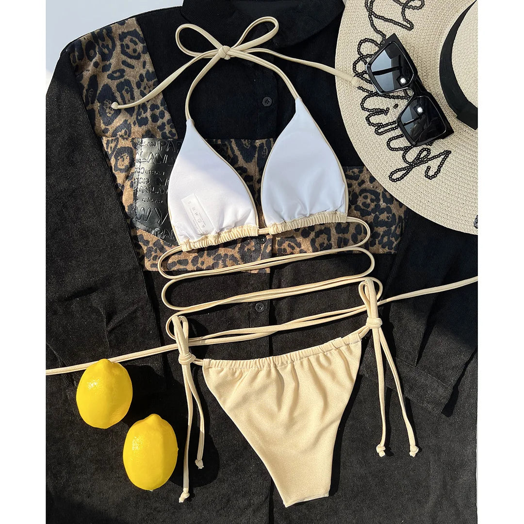 2025 New Wrap Arround Mini Bikini Female Swimwear Women Swimsuit Two-pieces Bikini set Brazilian Bather Bathing Suit Swim V1229H