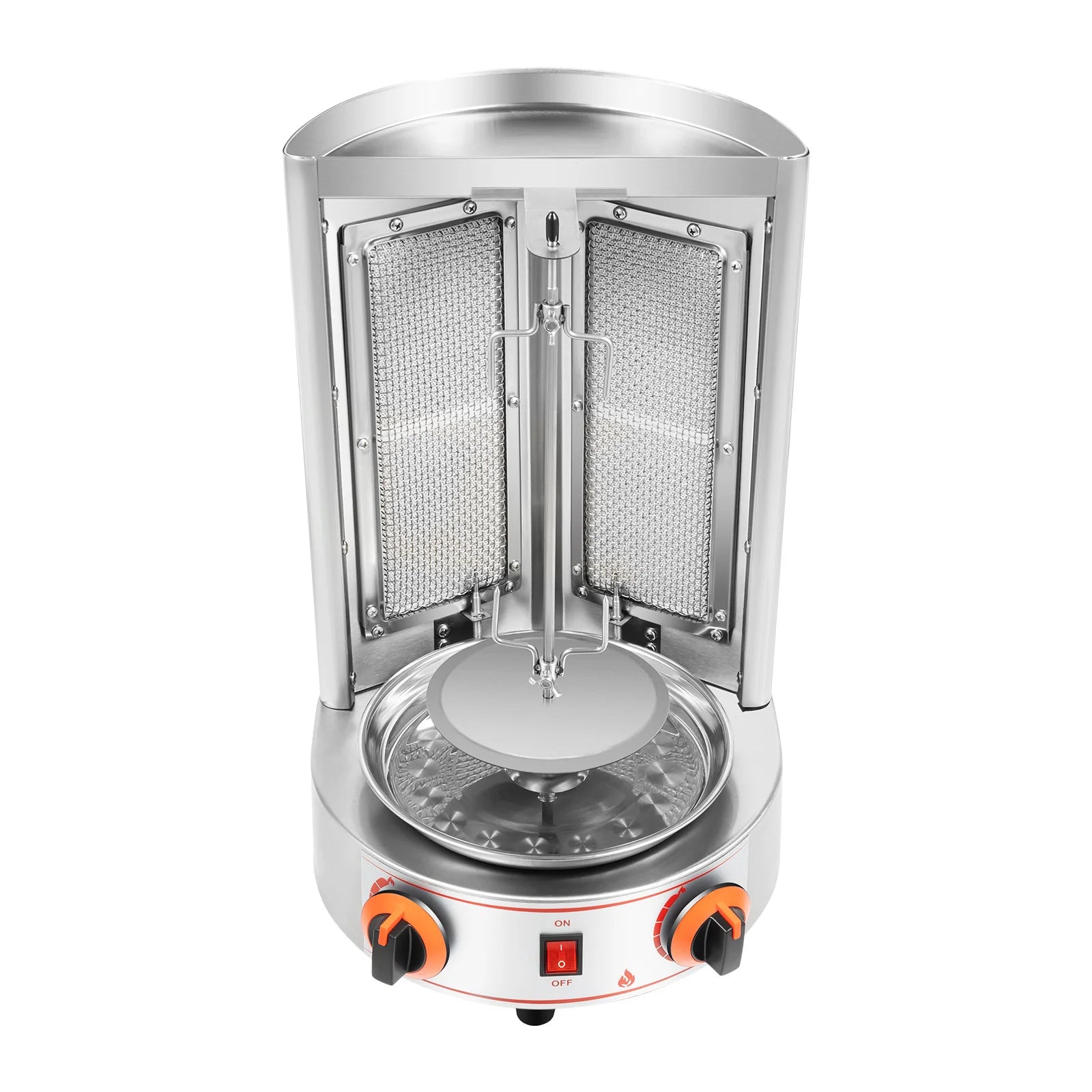 Electric Vertical Broiler 360° rotating Shawarma Gas Rotisserie Gyro Grill Machine with 2 Burner for Commercial Home Kitchen