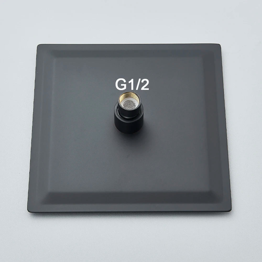 Stainless Steel Black Shower Head 8/10/12 Inch Chrome Rainfall Bath Head Wall Mounted Bathroom Accessories