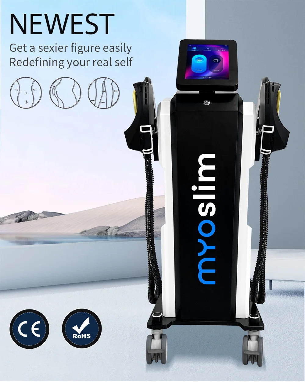 Myoslim NEO Folding Screen 6500W 15tes Uses The Latest RF And Technology To Muscle Building Body Shaping And Weight Loss