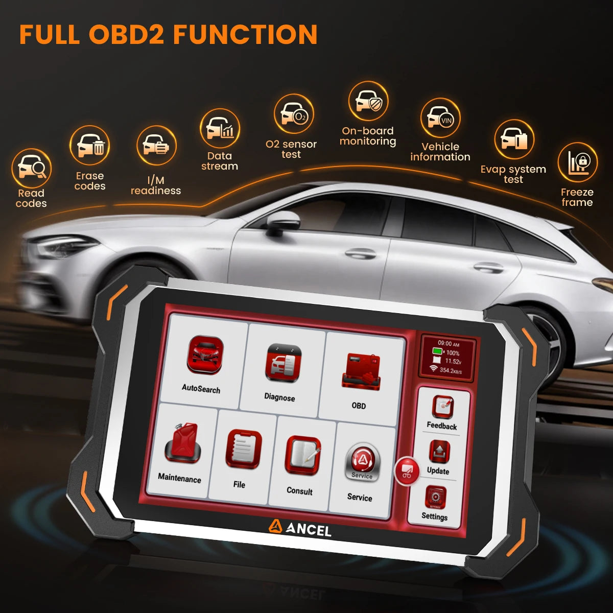 ANCEL DS600 BT Car Bidirectional Scanner Tool All System IMMO ECU Key Coding Diagnostic CAN-FD FCA Auto 34+ Services Code Reader