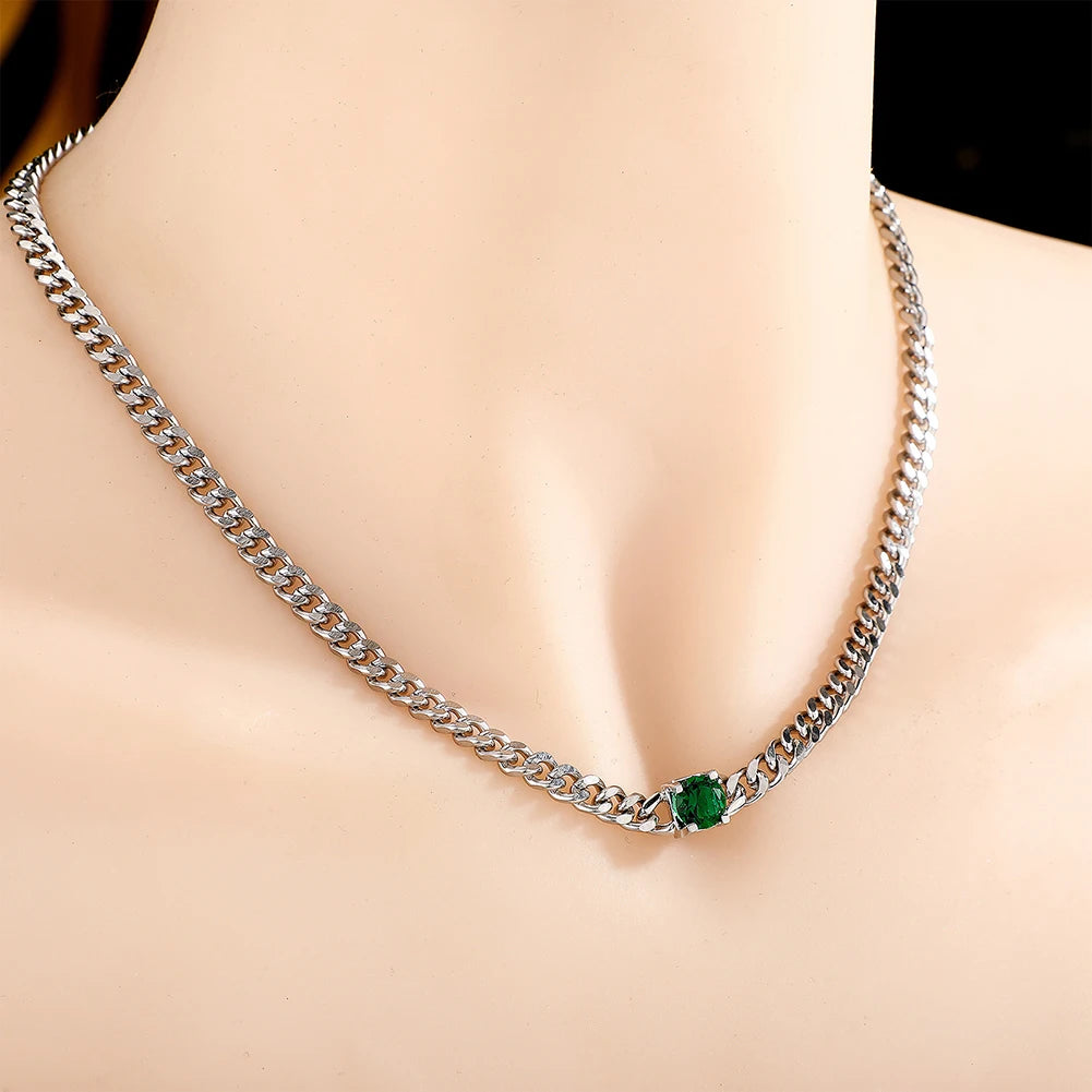 TOPGRILLZ 3MM Stainless Steel Cuban Chain With Cubic Zirconia Hip Hop Silver Gold Color Necklace Jewelry For Women