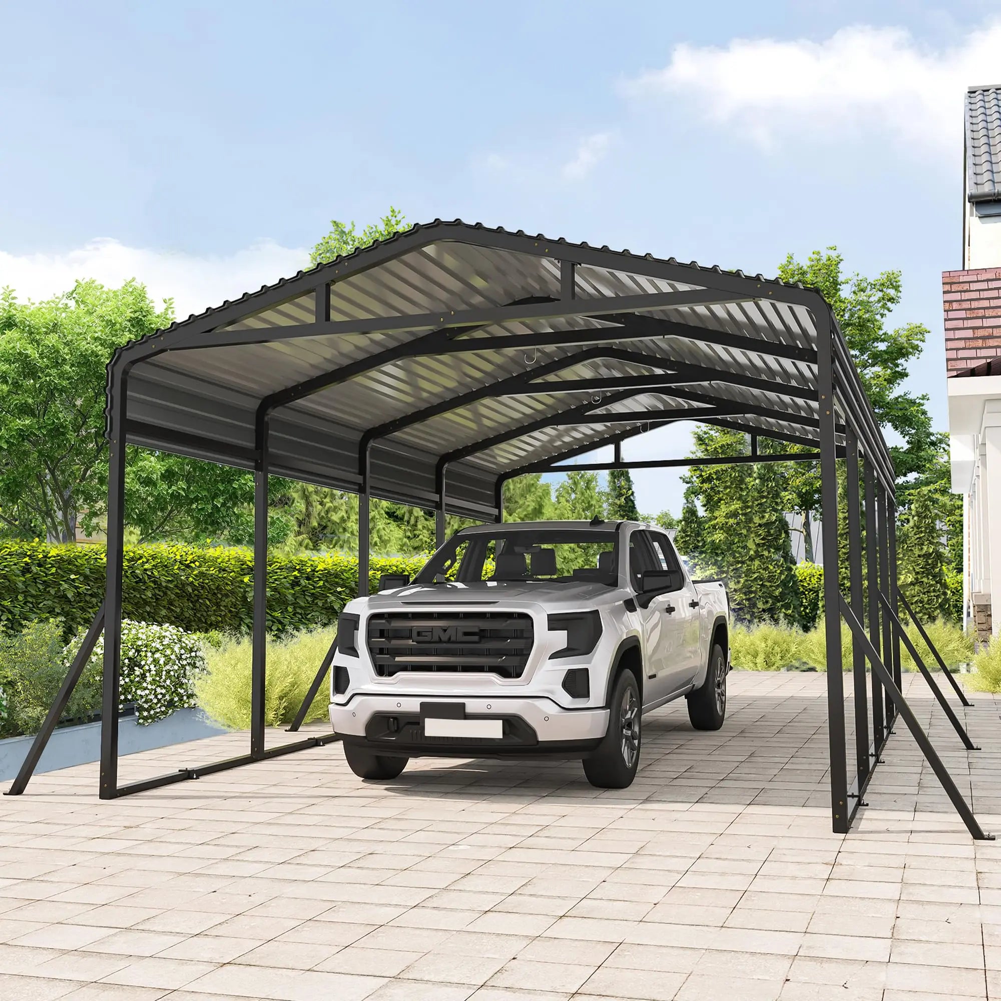 12x20FT Polar Aurora Metal Carport Shelter, Heavy-Duty Galvanized Steel, Reinforced Base, Portable Freestanding Cover for All Ve