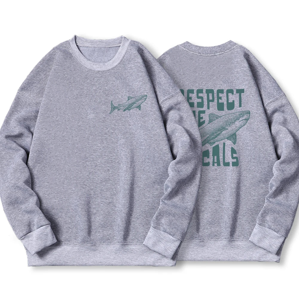 Respect The Locals Shark Male Hoodies Fashion Casual Hoodie Oversize Loose New Sweatshirts Autumn Warm Fleece Clothing Women