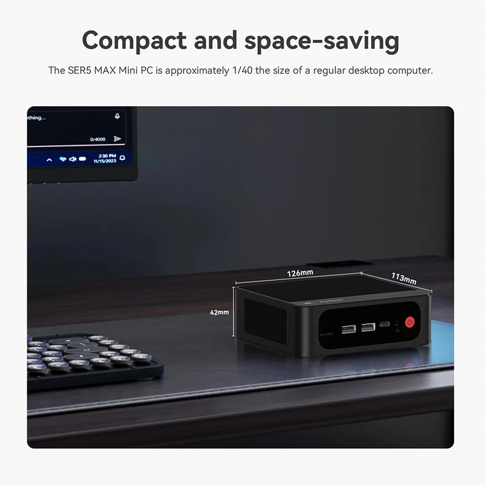 Beelink SER5 Max Mini PC AMD Ryzen7 6800U 7735HS DDR5 24GB SSD 500GB 1TB SER5 R5 5500U DDR4 16GB Support WiFi6 2.5G LAN Desktop