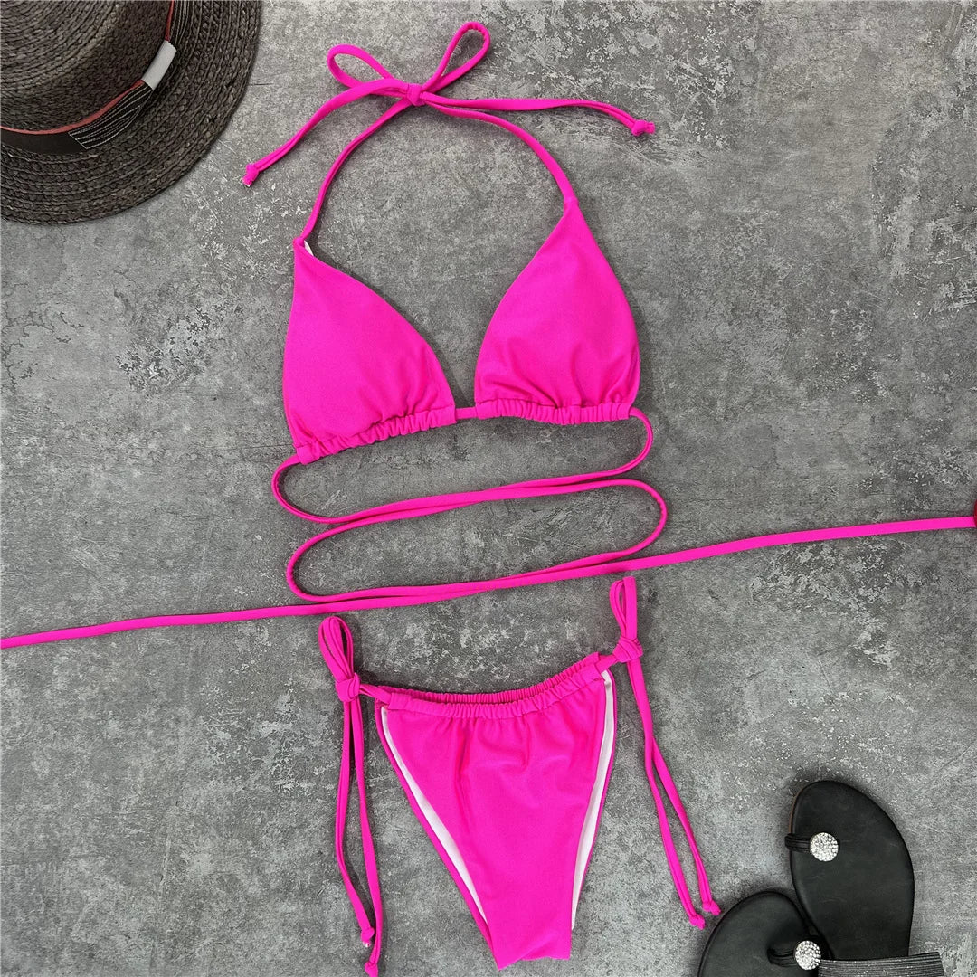 2025 New Wrap Arround Mini Bikini Female Swimwear Women Swimsuit Two-pieces Bikini set Brazilian Bather Bathing Suit Swim V1229H
