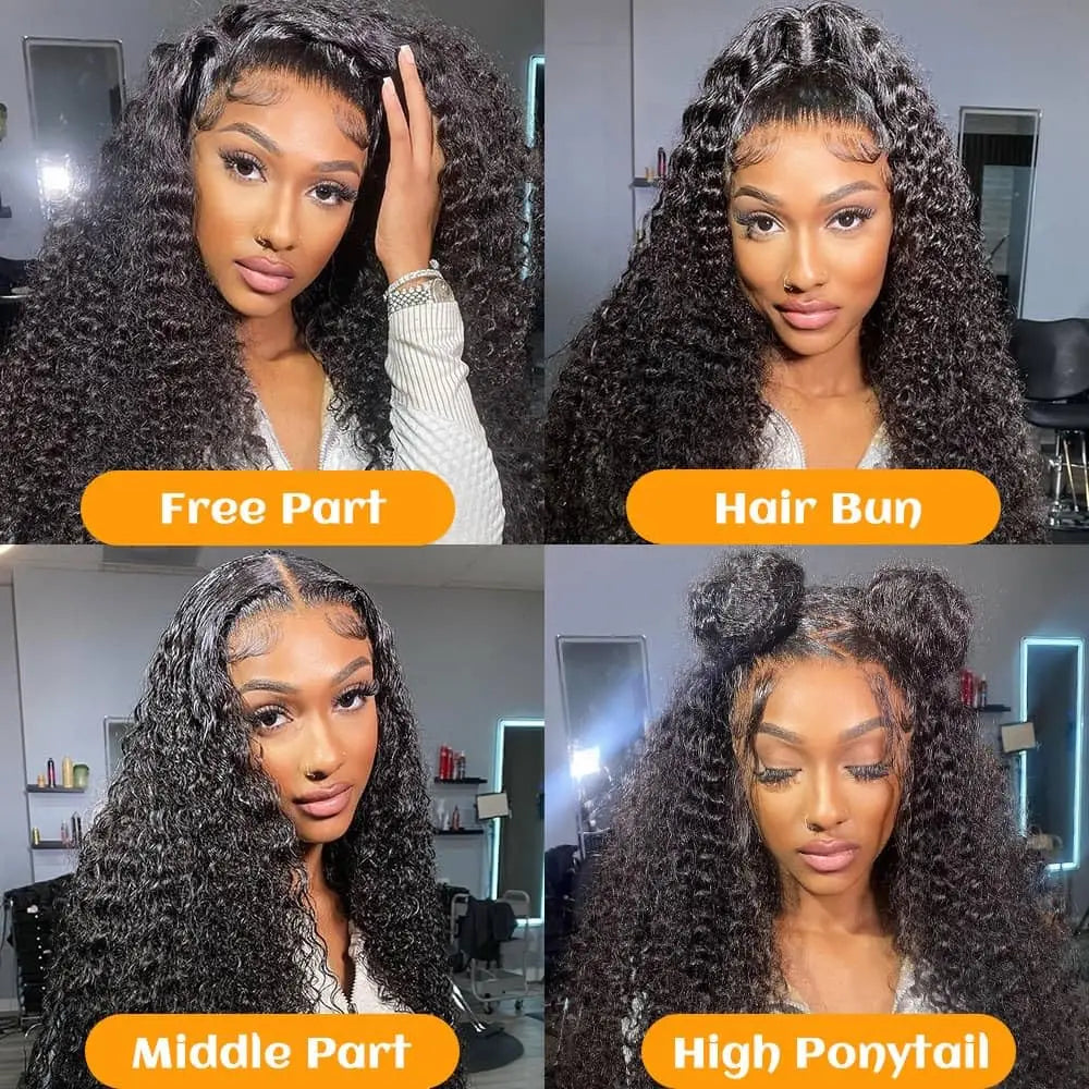 Deep Wave Lace Front Wigs Human Hair 13x6 13x4 HD Lace Frontal Wigs Human Hair 34inch Pre Plucked Water Curly Wave Wig For Women