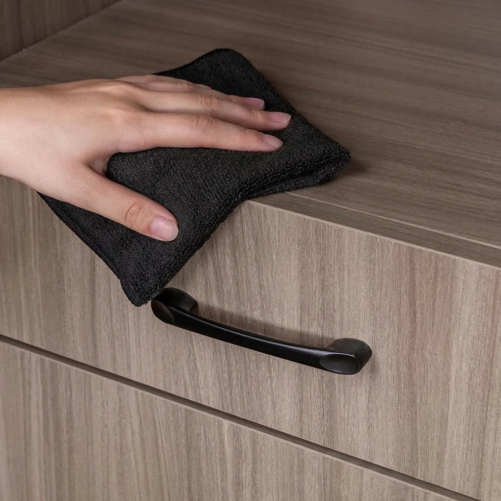 Microfiber Cleaning Cloth Pack of 12, All-Purpose Cleaning Towels, Streak Free Rags, Black 32x32 cm