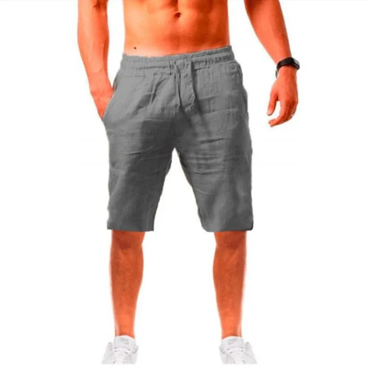 Men's Cotton Linen Pants Summer Solid Color Breathable Linen Trousers Male Casual Elastic Waist Fitness Pants Hip-Hop Streetwear
