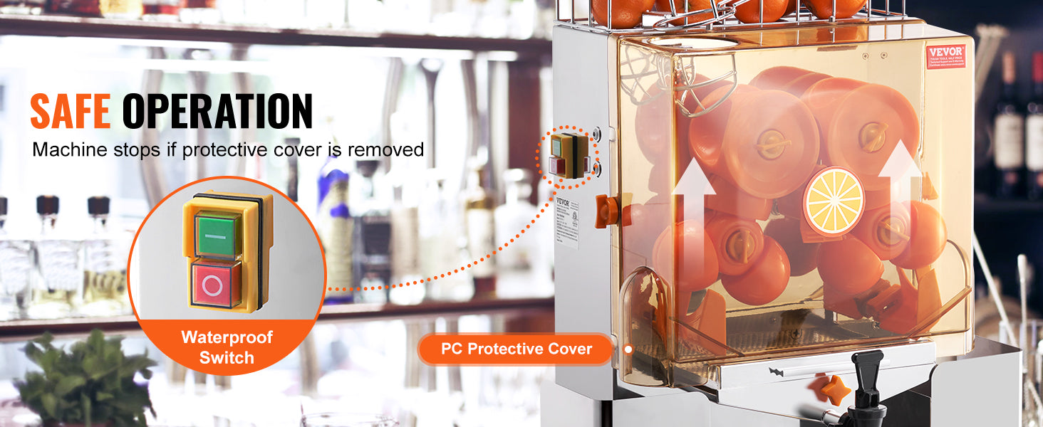 SucceBuy Commercial Orange Juicer Machine Juice Extractor with Water Tap Stainless Steel Orange Squeezer