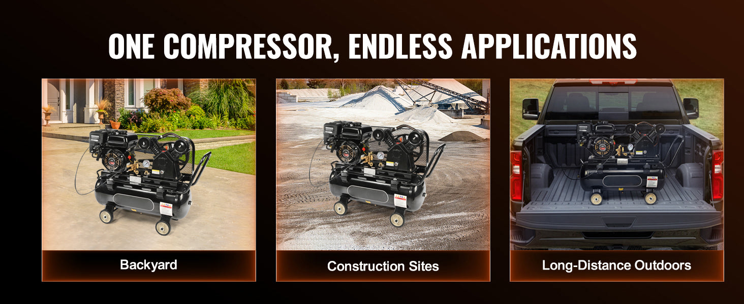 SucceBuy 7HP/15HP Gas Power Air Compressor 10/20/30 Gallon Air Compressor Tank 115PSI Max Pressure for Construction Workshop