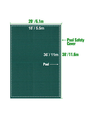 SucceBuy Pool Safety Cover Rectangle Inground Pool Cover Green Mesh Solid Pool Cover For Winter Safety Swimming Pool Cover