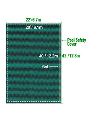 SucceBuy Pool Safety Cover Rectangle Inground Pool Cover Green Mesh Solid Pool Cover For Winter Safety Swimming Pool Cover