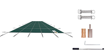 SucceBuy Pool Safety Cover Rectangle Inground Pool Cover Green Mesh Solid Pool Cover For Winter Safety Swimming Pool Cover